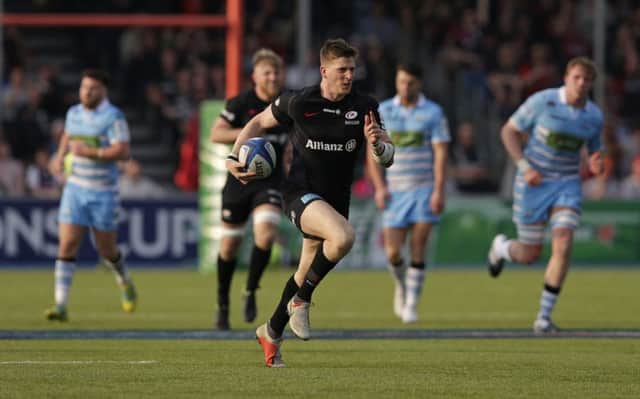 David Strettle of Saracens runs through uncontested to score his side's fifth try. Picture: Getty