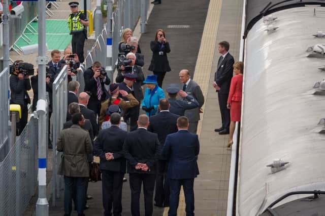 Sep 09 2015;  Large crowds gather at Newtongrange as the Queen opens the Borders Railway. credit steven scott taylor / J P License