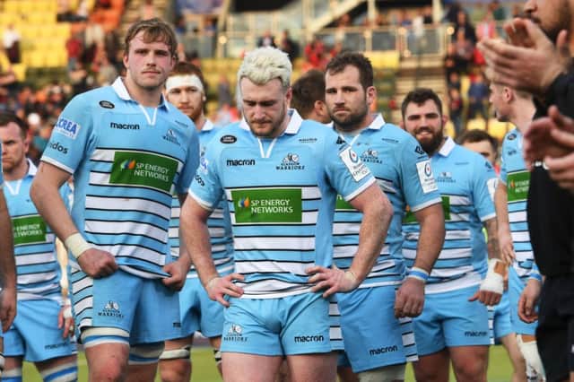Glasgow's Jonny Gray and Stuart Hogg are dejected at full time. Picture: Gary Hutchison/SNS/SRU