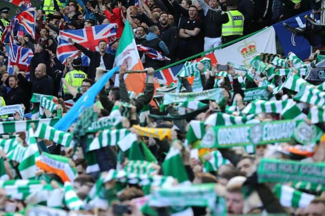 A general view of Celtic and Rangers fans during Sunday's Old Firm clash. Picture: PA