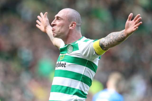 Scott Brown celebrates at full time after Celtic defeated Rangers 2-1 at Parkhead. Picture: PA
