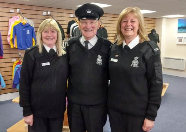 Lorraine Murdoch and Brenda Buchan with Jackie Stuart at the renovated Peterhead Prison Museum gift shop