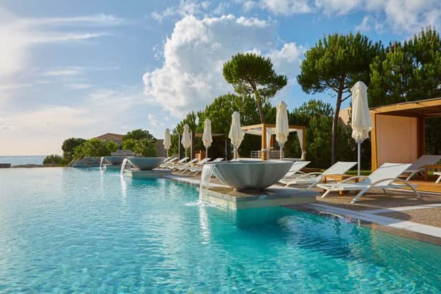 The swimming pool at the Westin Resort, one of two five-star hotels at Costa Navarino