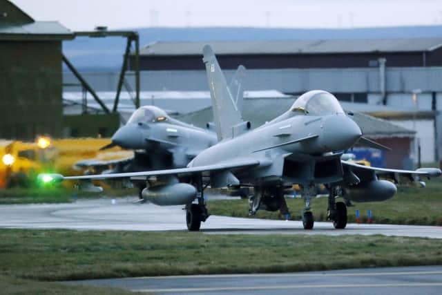 Eurofighter Typhoon jets prepare to take off from RAF Lossiemouth in Scotland. Picture: PA