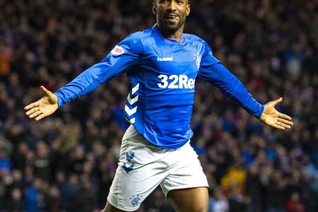 Jermain Defoe celebrates after netting the opening goal. Picture: SNS Group