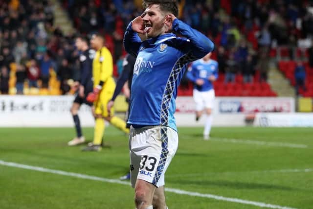 Matty Kennedy celebrates his goal to make it 2-0. Picture: SNS Group