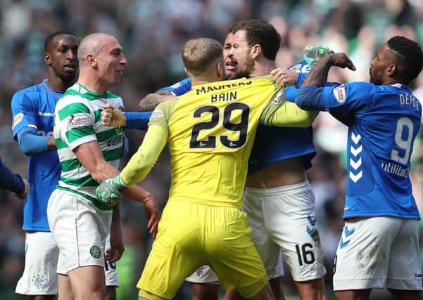 Players and officials from Celtic and Rangers were involved in a confrontation after Sunday's Old Firm match. Picture: Getty images