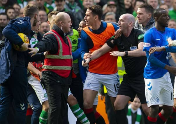 Celtic and Rangers players clashed after the Old Firm derby. Picture: SNS/Craig Foy