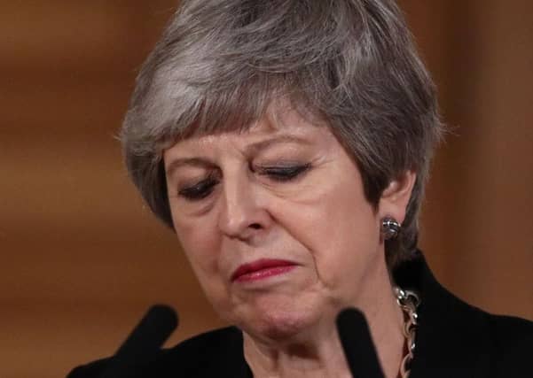 Theresa May gives a statement inside 10 Downing Street on 2 April saying that she will seek a further delay to Brexit. Picture: Jack Taylor/Getty