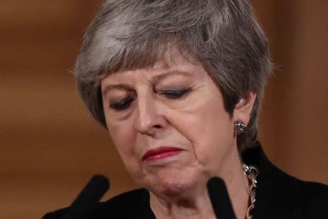Theresa May gives a statement inside 10 Downing Street on 2 April saying that she will seek a further delay to Brexit. Picture: Jack Taylor/Getty