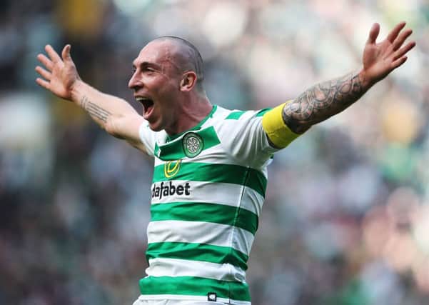 Scott Brown celebrates Celtic's win in the Old Firm derby at full-time. Picture: Ian MacNicol/Getty Images