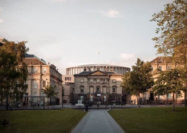 An artist's impression of The Impact Centre, the proposed concert hall behind Royal Bank of Scotland's Dundas House headquarters in St Andrew Square, Edinburgh. Pic: Hayes Davidson