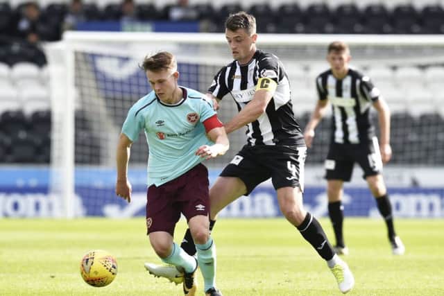 Angus Beith in action for Hearts U20 in the Irn-Bru Cup against St Mirren. Picture: SNS