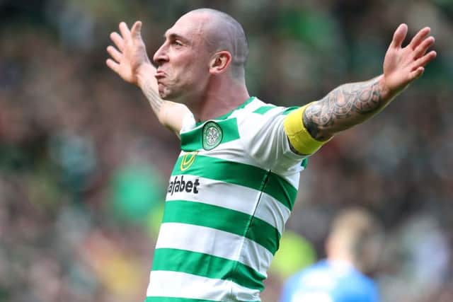 Celtic captain Scott Brown celebrates the win over Rangers. Picture: Andrew Milligan/PA Wire