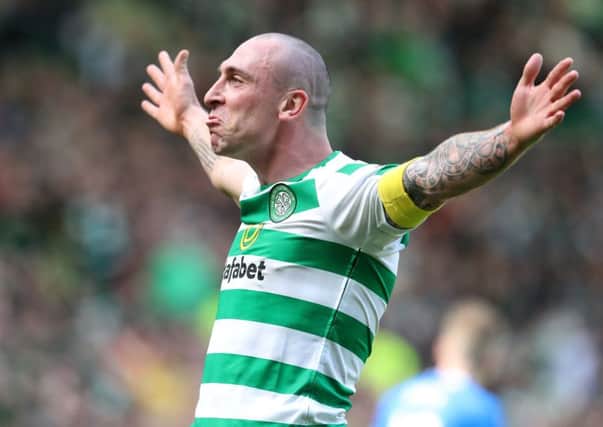 Celtic captain Scott Brown celebrates the win over Rangers. Picture: Andrew Milligan/PA Wire