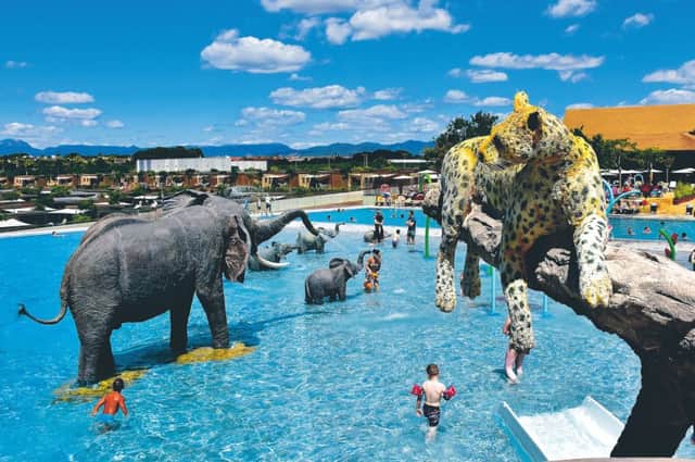 Elephants, hippos and kids in the pool at Sanguli Salou, Spain, one of Eurocamp's newest parcs
