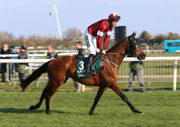 Tiger Roll ridden by Jockey Davy Russell wins the Randox Health Grand National Handicap Chase. Pic: Nigel French/PA Wire.