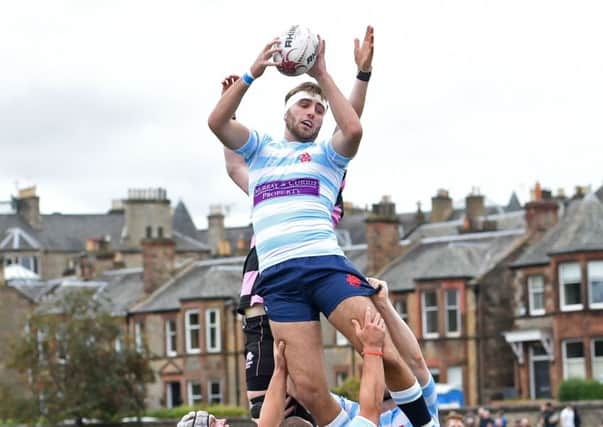 Edinburgh Accies' Ruari Campbell scored a try against Watsonians in the Gala Sevens final. Picture: SNS