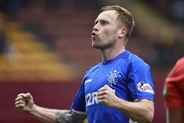 Rangers midfielder Scott Arfield netted all three goals. Picture: SNS