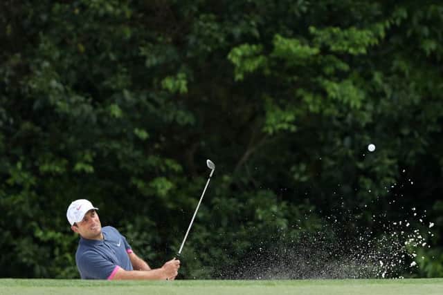 Francesco Molinari in action during the 2018 Masters. PictrePhoto by David Cannon/Getty Images)