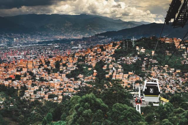 The metro cable gives the best views over the city of Medellin, Colombia. Picture: Getty