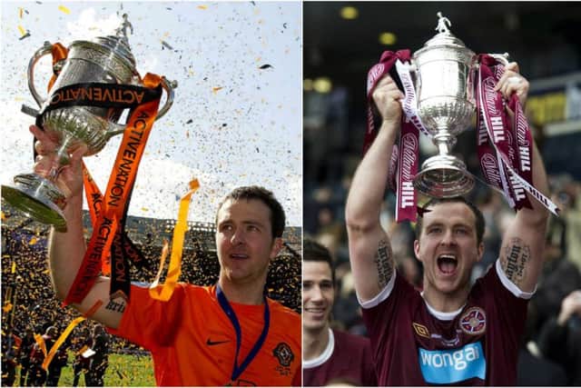 Webster lifted the cup with Dundee United and Hearts during his playing career. Pictures: SNS Group