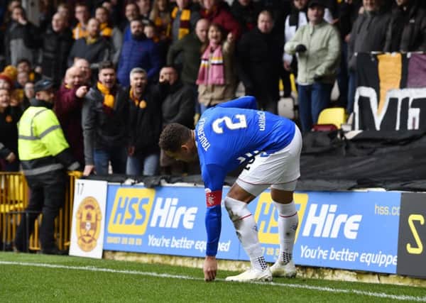 Objects were thrown at 
Rangers' James Tavernier. Picture: Rob Casey/SNS