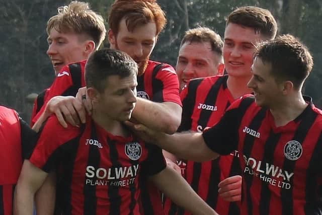 Dalbeattie Star celebrate winner against BSC Glasgow (picture: Dalbeattie Star)