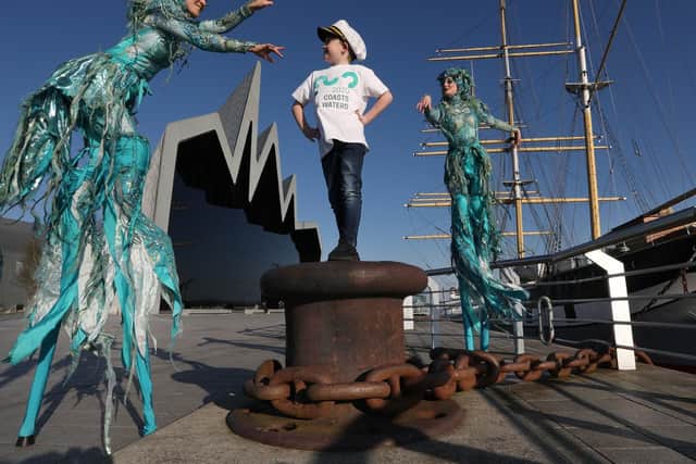 Two "Mermaidens" joined forces with eight-year-old Jacob Cunningham to launch VisitScotland's Coasts and Waters 2020 campaign in Glasgow today.