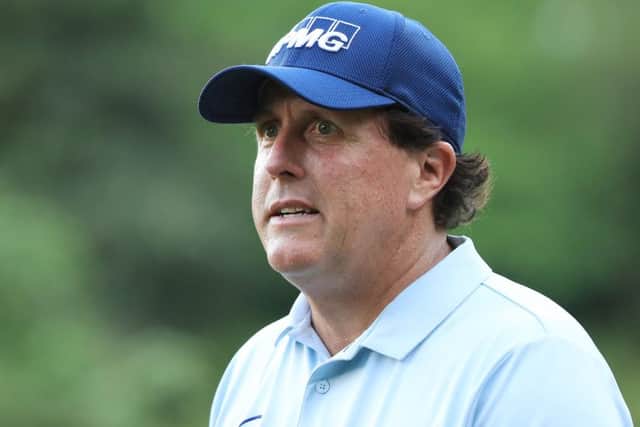 Phil Mickelson looks on from the 13th green during the first round. Picture: Getty Images