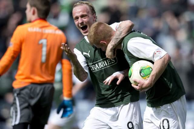 3-0 down at half-time to Falkirk, Hibs come roaring back to win the match 4-3 after extra-time. Eoin Doyle netted the equaliser before Leigh Griffiths, right, grabbed the winner.