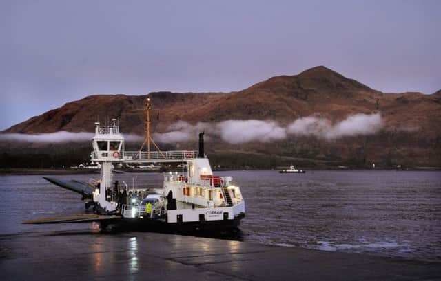 Pic Neil Hanna. The Corran Ferry preparing to dock at  Nether Lochaber.