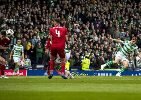 Celtic's James Forrest scores to make it 1-0 against Aberdeen. Picture: SNS