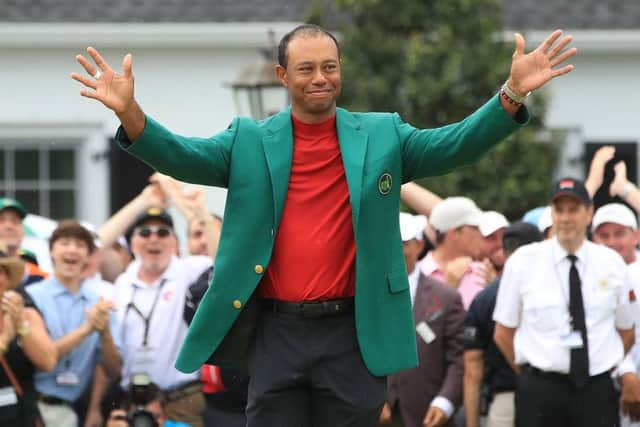 Masters winner Tiger Woods in the Green Jacket. Picture: Andrew Redington/Getty Images