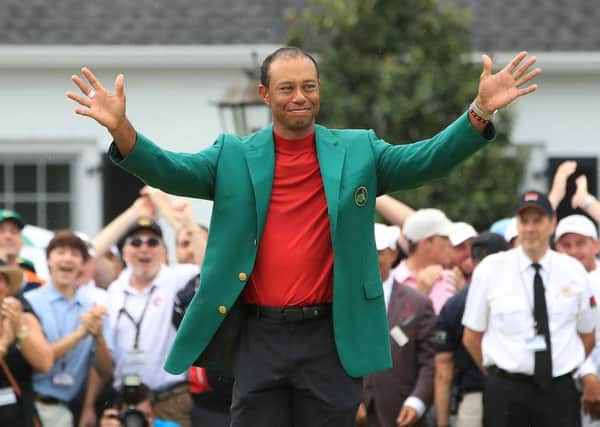 Masters winner Tiger Woods in the Green Jacket. Picture: Andrew Redington/Getty Images