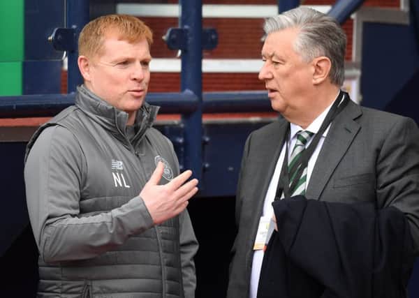 Celtic manager Neil Lennon (left) with Chief Executive Peter Lawwell. Picture: Craig Williamson/SNS