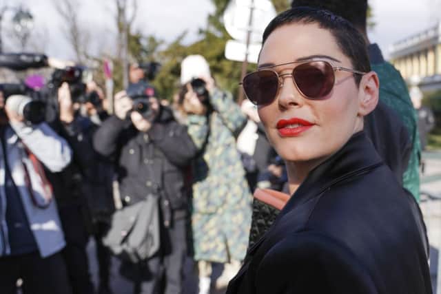 Rose McGowan attends the Vivienne Westwood show as part of the Paris Fashion Week Womenswear Fall/Winter 2018/2019 on March 3, 2018 in Paris, France.