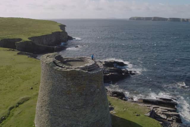 Stunning footage of Mousa Broch on the isle of Mousa, Shetland, will cast fresh light on one of the best preserved prehistoric buildings in Europe. PIC: HES.