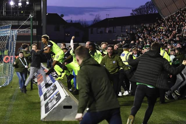 The Celtic fans invade the park following Scott Brown's (not pictured) late winner against Kilmarnock in February. Picture: SNS