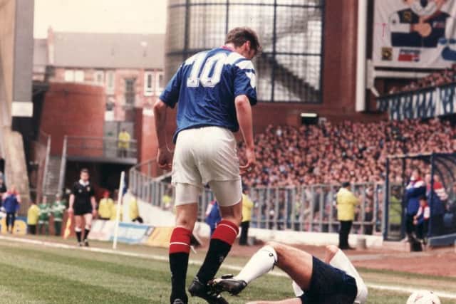 The aftermath of Duncan Ferguson's headbutt on Raith Rovers' Jock McStay at Ibrox on April 16 1994. Picture: Neil Hanna / TSPL