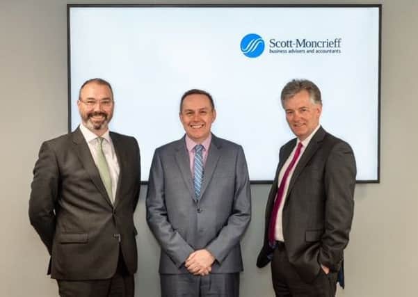 From left:  Chris Horne of Campbell Dall, Shaun Knight of Baldwins, and Stewart MacDonald of Scott-Moncrieff. Picture: Mark Varney