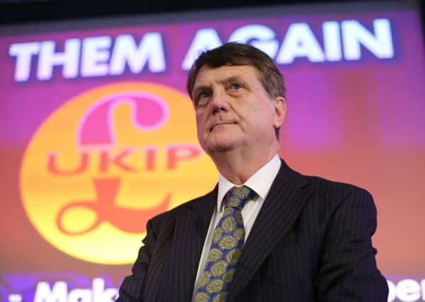 UK Independence Party (UKIP) leader Gerard Batten says the party has a future despite growing support for Nigel Farage's Brexit Party. Picture: Isabel Infantes/AFP/Getty Images