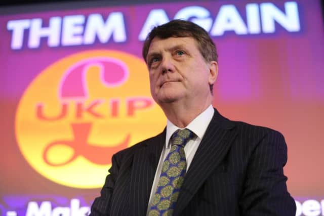 UK Independence Party (UKIP) leader Gerard Batten says the party has a future despite growing support for Nigel Farage's Brexit Party. Picture: Isabel Infantes/AFP/Getty Images