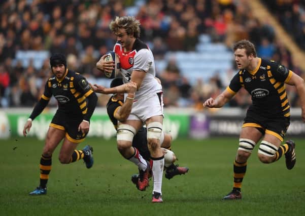 Richie Gray makes a surge during Toulouses victory over Wasps in this seasons European Champions Cup. Picture: Getty.