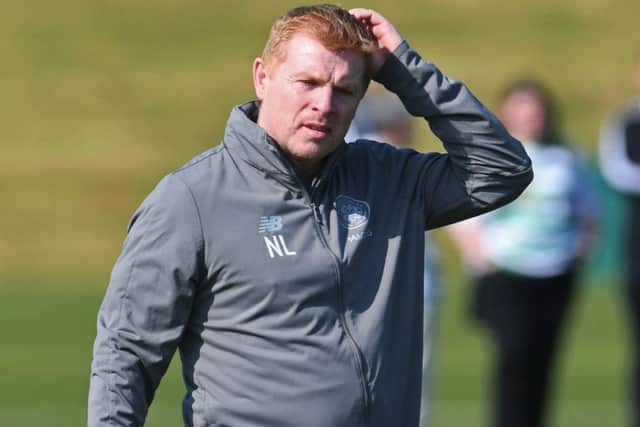 Celtic manager Neil Lennon oversees training at Lennoxtown ahead of the weekend fixture with Hibs. Picture: Craig Foy/SNS
