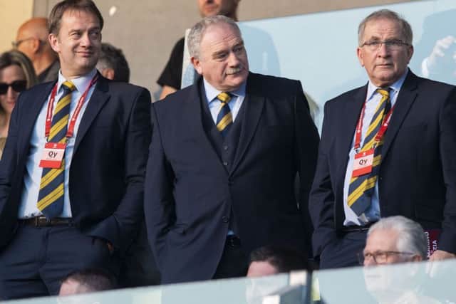 SFA Chief Executive Ian Maxwell, SFA Second Vice President Rod Petrie and SFA President Alan McRae. Pic: SNS/Alan Harvey