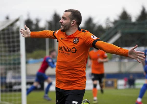 Dundee United's Paul McMullan celebrates his goal. Pic: SNS/Bruce White