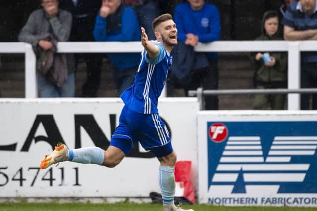 Peterhead's Jack Leitch scored as Peterhead edge closer to title. Pic: SNS/Bill Murray