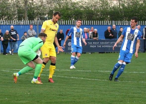 Action from Penicuik Athletic 2-4 Bonnyrigg Rose in the East of Scotland League Cup (picture: Jim Dick)