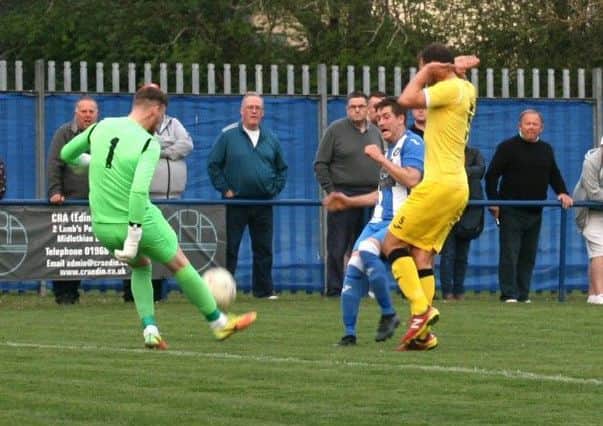 Action from Penicuik Athletic 2-4 Bonnyrigg Rose in the East of Scotland League Cup (picture: Jim Dick)